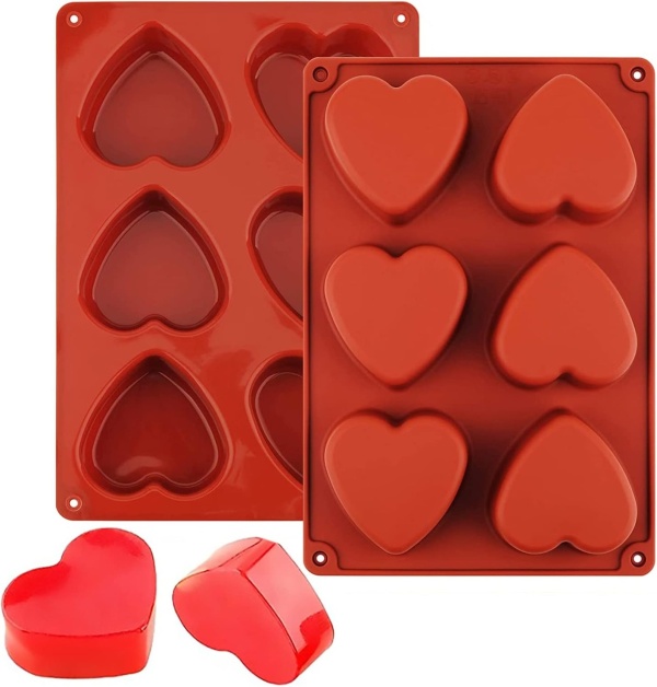 Forma Silicon pentru briose - Inimi - 6 alveole - XH-11