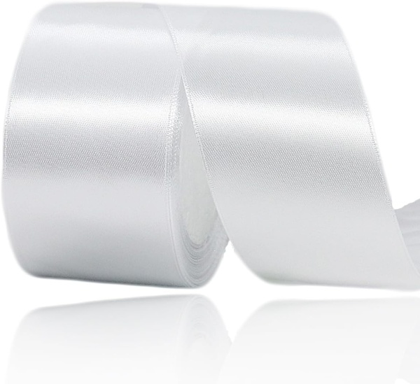 Panglica Satin - Alb - 2,5 cm x 22,5 m