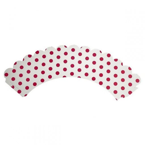 Set 12 invelitori decorative pentru briose - Albe cu buline rosii