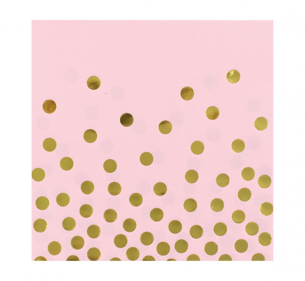 Set 12 servetele "Gold dots" roz