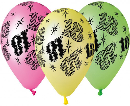 Set 5 baloane latex 30 cm - "18" Neon Mix