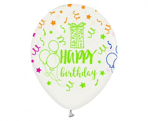 Set 5 baloane latex 30 cm - Happy Birthday