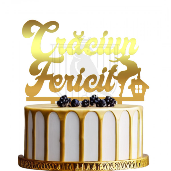 Topper pentru tort "Crăciun Fericit" Rnd