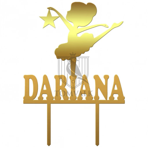 Topper pentru Tort Personalizat cu Nume - balerina N I