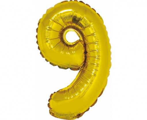 Balon folie 35 cm - Cifra "9", Auriu