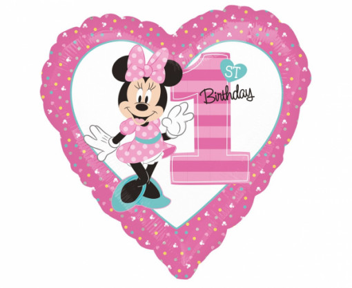Balon folie 45 cm - Minnie "1st Birthday"