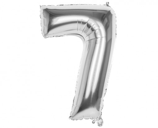 Balon folie 86 cm - cifra 7, Argintiu