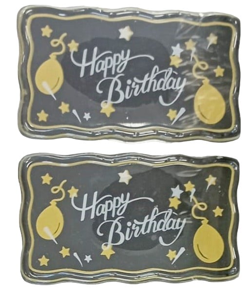 Decoratiuni din ciocolata - Happy birthday auriu- cutie 120 buc