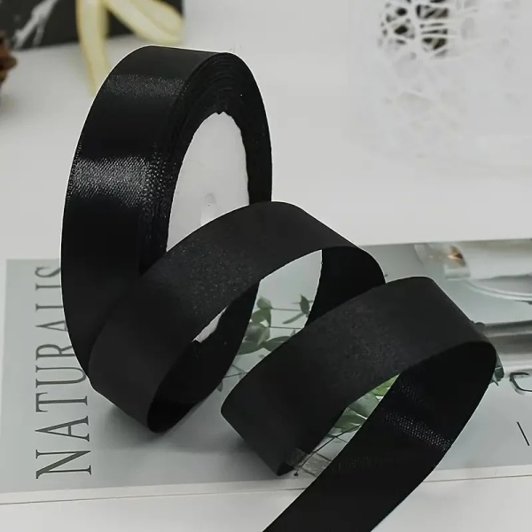 Panglica Satin - Negru - 1,5 cm x 22,5 m