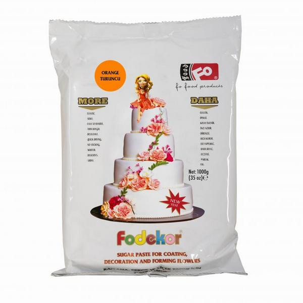 Pasta de zahar pentru acoperire, decor si flori - PORTOCALIU - 1KG - FoDekor