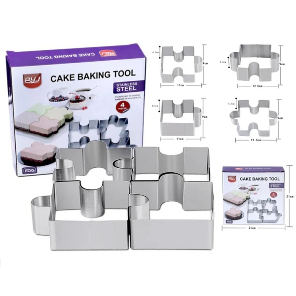 Set 4 Forme pentru tort Puzzle, Inox
