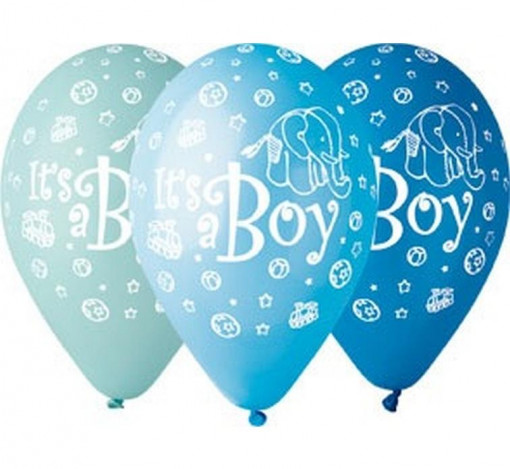 Set 5 baloane latex 30 cm - "It's a boy"