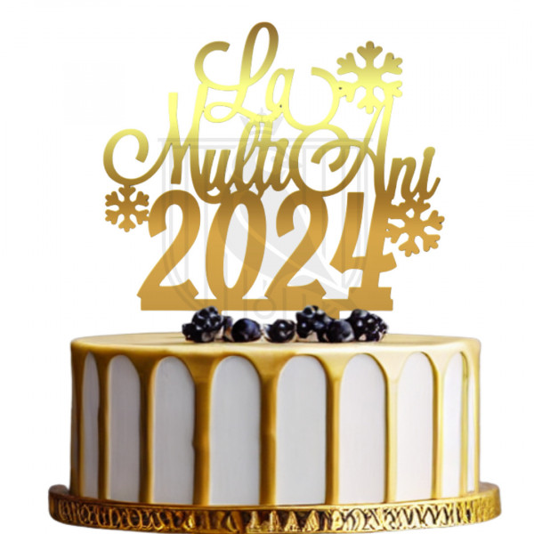 Topper pentru tort "La multi ani 2024" Fg3