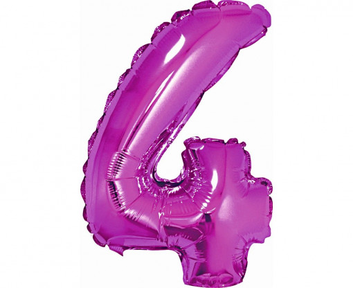 Balon folie 35 cm - Cifra "4", Roz