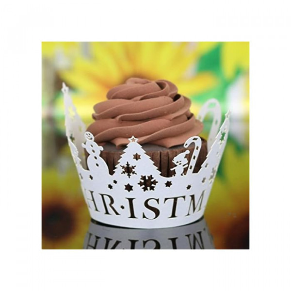 Set 10 invelitori decorative pentru briose - Merry Christmas