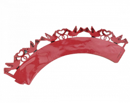 Set 12 invelitori decorative pentru briose - Pasari rosii