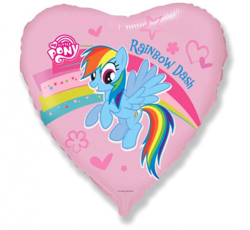 Balon folie 45 cm - Inima "Pony with Rainbow"