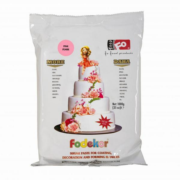 Pasta de zahar pentru acoperire, decor si flori - ROZ - 1KG - FoDekor