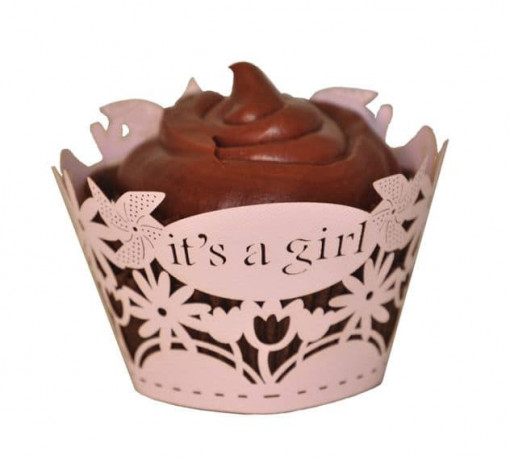 Set 10 invelitori decorative pentru briose - It`s a girl