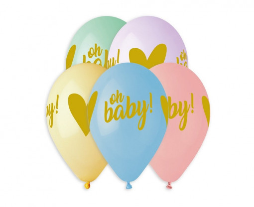 Set 5 baloane latex 33 cm "Oh baby"