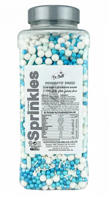 Sprinkles mix Alb/Albastru - Dr Gusto - 1 kg
