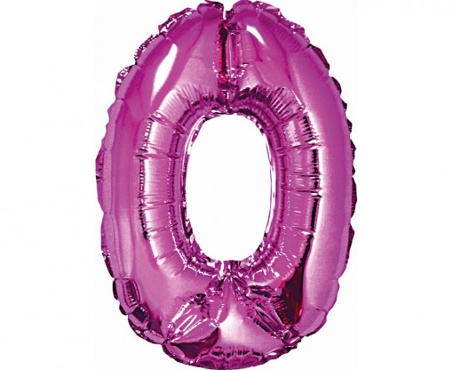 Balon folie 35 cm - Cifra "0", Roz