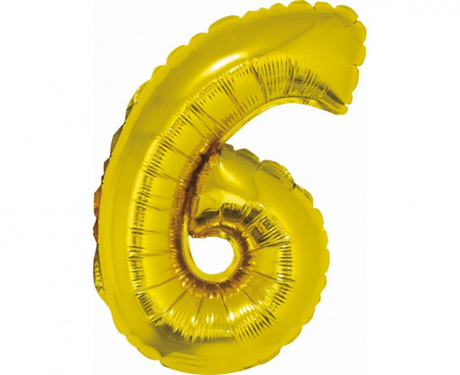 Balon folie 35 cm - Cifra "6", Auriu