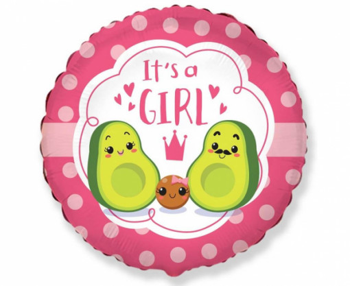 Balon folie 45 cm - Avocado "It's a girl!"