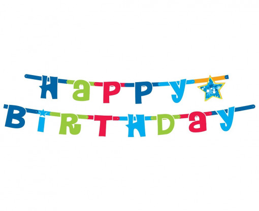 Banner "Happy Birthday" - albastru