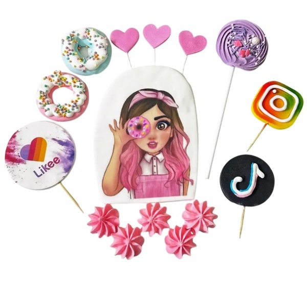 Decoratiuni comestibile din zahar - set "Social Networks"