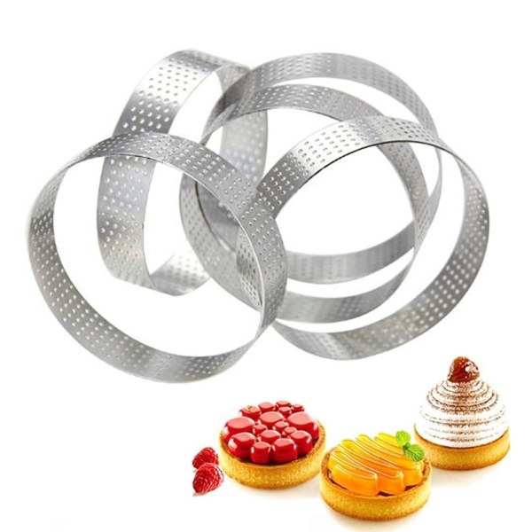 Set 3 rame microperforate inox pentru tarte - Rotunde
