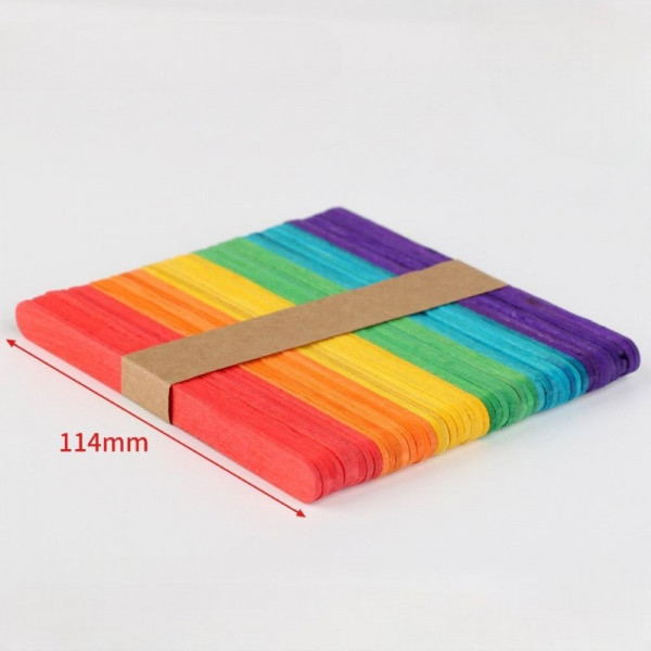 Set 50 betisoare colorate, lemn - 114 mm
