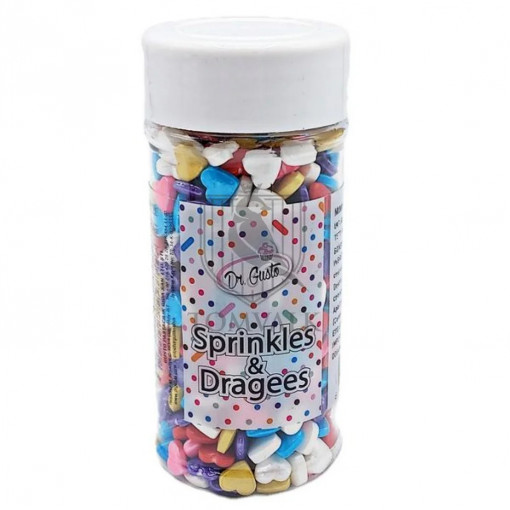 Sprinkles inimioare - multicolor - Dr Gusto - 90 g