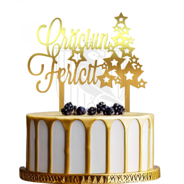 Topper pentru tort "Crăciun Fericit" BdS