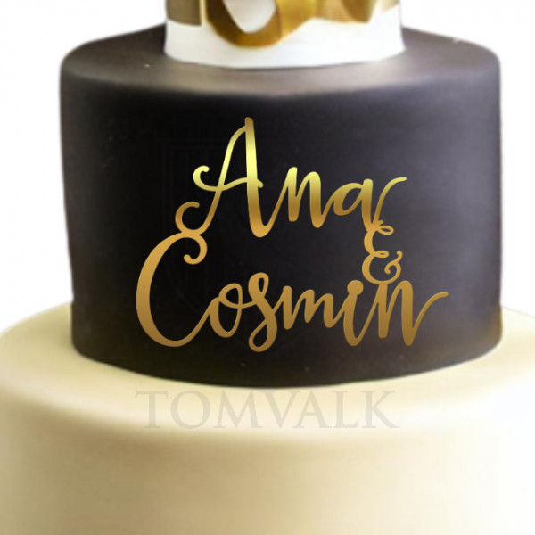 Topper tort nunta personalizat, fara picioruse - P2f