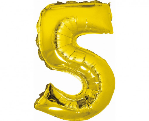 Balon folie 35 cm - Cifra "5", Auriu