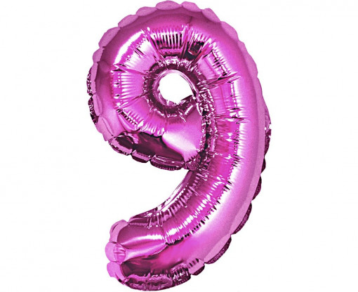 Balon folie 35 cm - Cifra "9", Roz