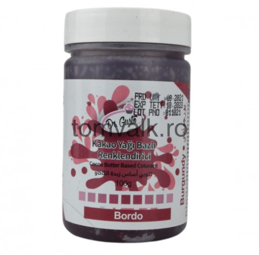 Colorant alimentar pentru ciocolata pe baza de unt de cacao - ROSU BORDO - Dr. Gusto 100gr
