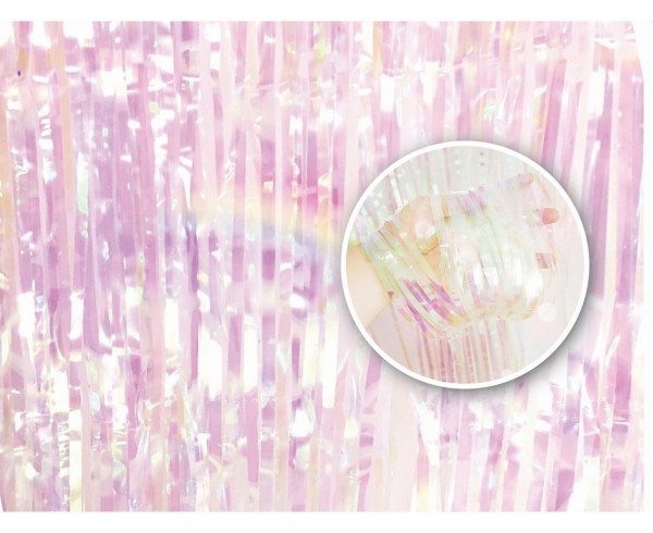 Decor perdea franjuri - Roz opalescent