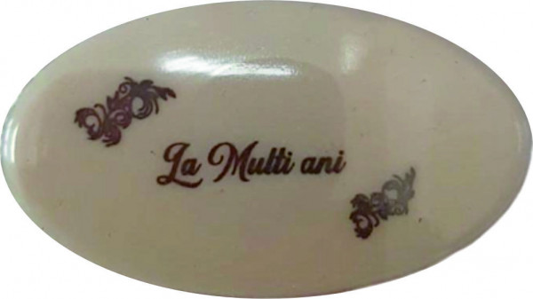 Decoratiuni din ciocolata alba - "La multi ani" - forma ovala - cutie 190 buc