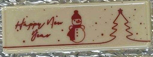Decoratiuni din ciocolata - Happy New Year/Om de zapada - cutie 144 buc