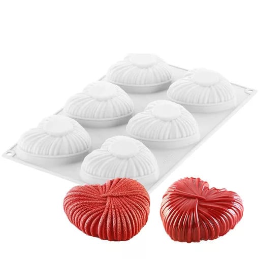 Forma Silicon Wrapped Hearts, 6 cavitati