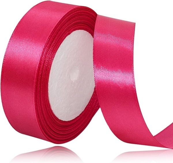 Panglica Satin - Rosu trandafir- 1,5 cm x 22,5 m