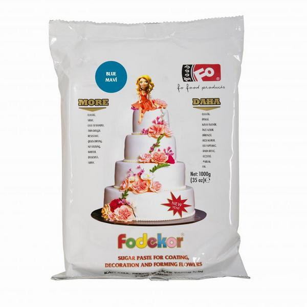 Pasta de zahar pentru acoperire, decor si flori - ALBASTRU - 1KG - FoDekor