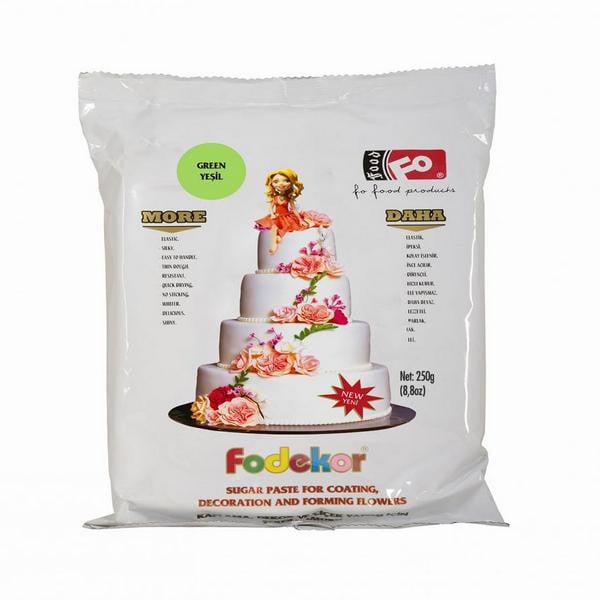 Pasta de zahar pentru acoperire, decor si flori - VERDE DESCHIS - 1KG - FoDekor