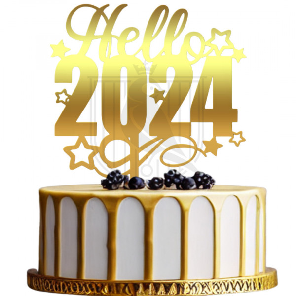 Topper pentru tort "Hello 2024" II