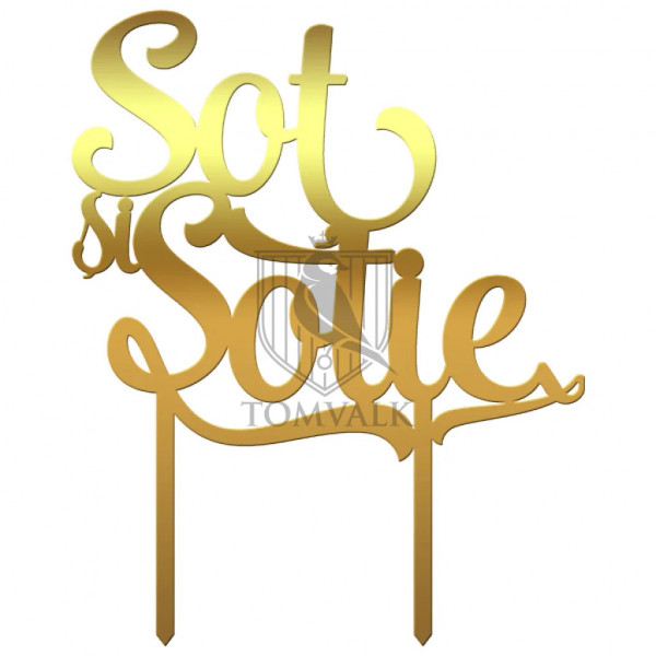 Topper pentru tort "Sot si sotie"