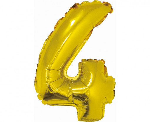 Balon folie 35 cm - Cifra "4", Auriu
