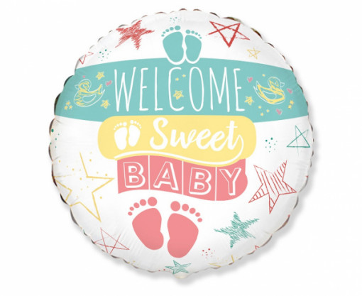 Balon folie 45 cm - "Welcome Sweet Baby"