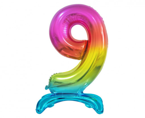 Balon folie decorativ 74 cm - cifra 9, curcubeu